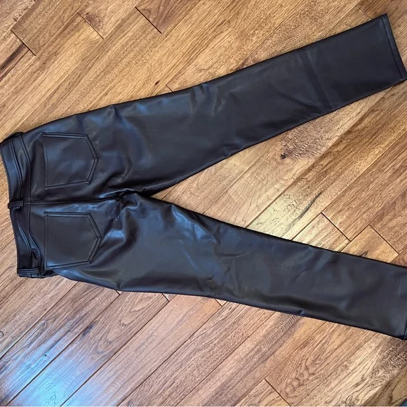 Dark Brown Faux Leather Pants - Picture 2 of 3